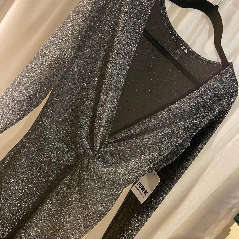 NWT Publix - Glitter Shinner Body Con Deep V Mini Dress